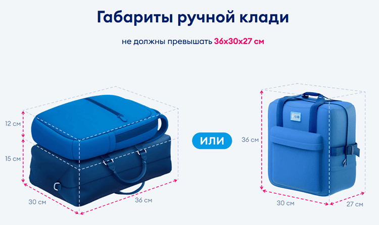 Габариты ручной клади в авиакомпании Победа.